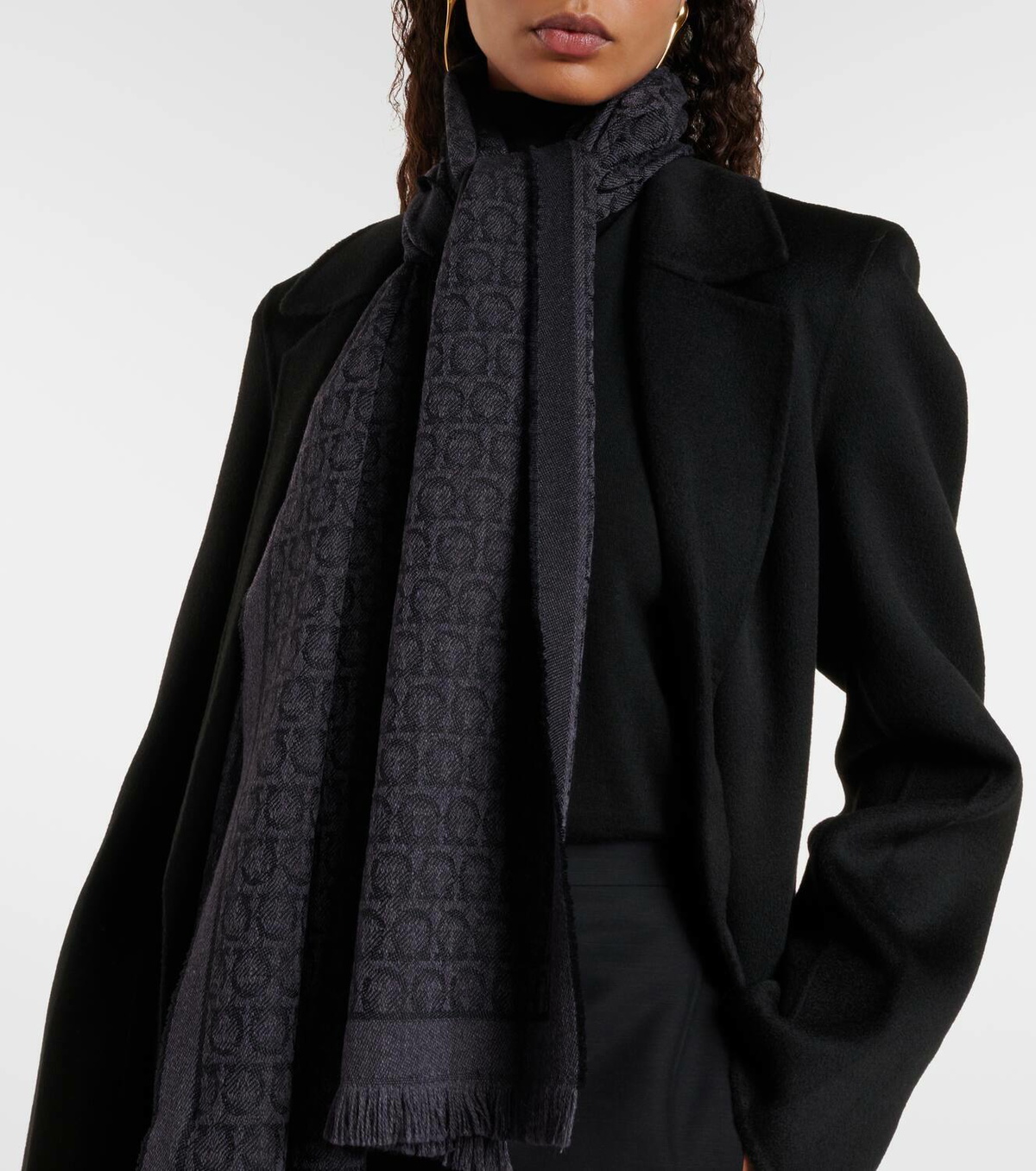 Ferragamo Gancini jacquard wool scarf
