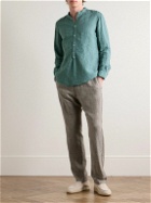 Massimo Alba - Kos Grandad-Collar Linen and Cotton-Blend Half-Placket Shirt - Green