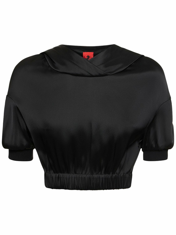 Photo: FERRARI - Stretch Viscose Cropped Hooded Top