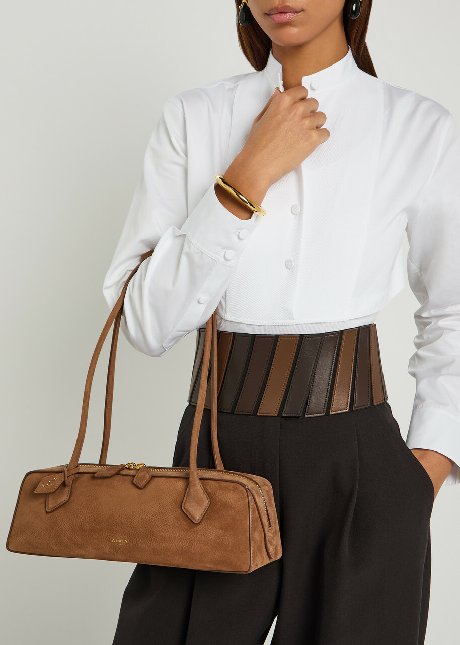 Alaïa Le Teckle Medium Grained Nubuck Shoulder bag - Brown - One Size