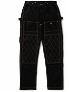 KAPITAL - Lumber Tapered Embroidered Cotton-Canvas Cargo Trousers - Black