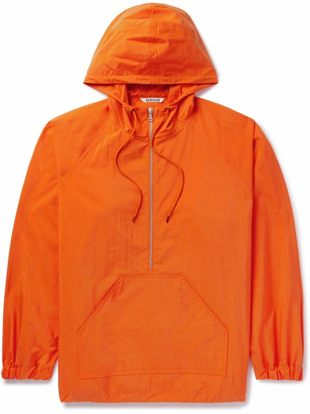 Photo: Auralee - Washed Cotton-Blend Shell Hooded Jacket - Orange