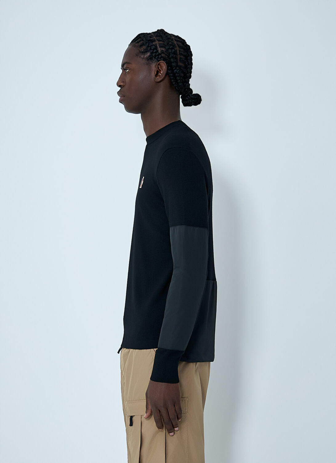 Moncler Grenoble Crewneck Sweater with Nylon Sleeve Patches