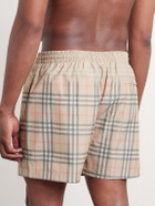 Burberry - Straight-Leg Mid-Length Checked Swim Shorts - Neutrals
