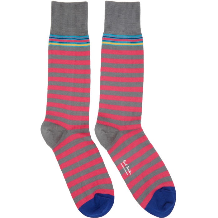 Photo: Paul Smith Pink and Grey Two Stripe Socks