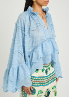 Lug Von Siga Kirke Embroidered Cotton-blend Blouse Blue