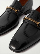 TOM FORD - Bailey Embellished Croc-Effect Leather Loafers - Black