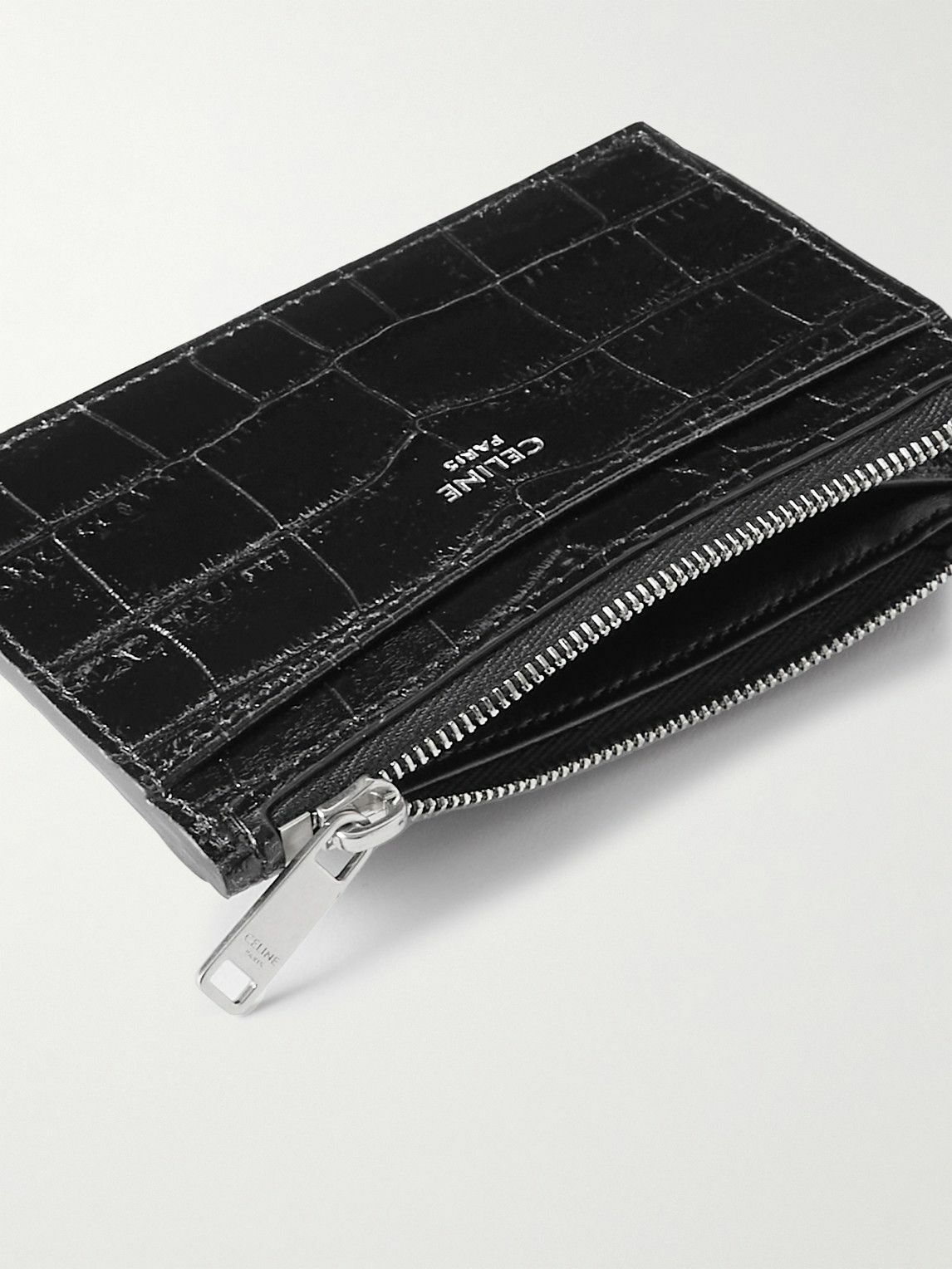 CELINE - Croc-Effect Leather Zipped Cardholder