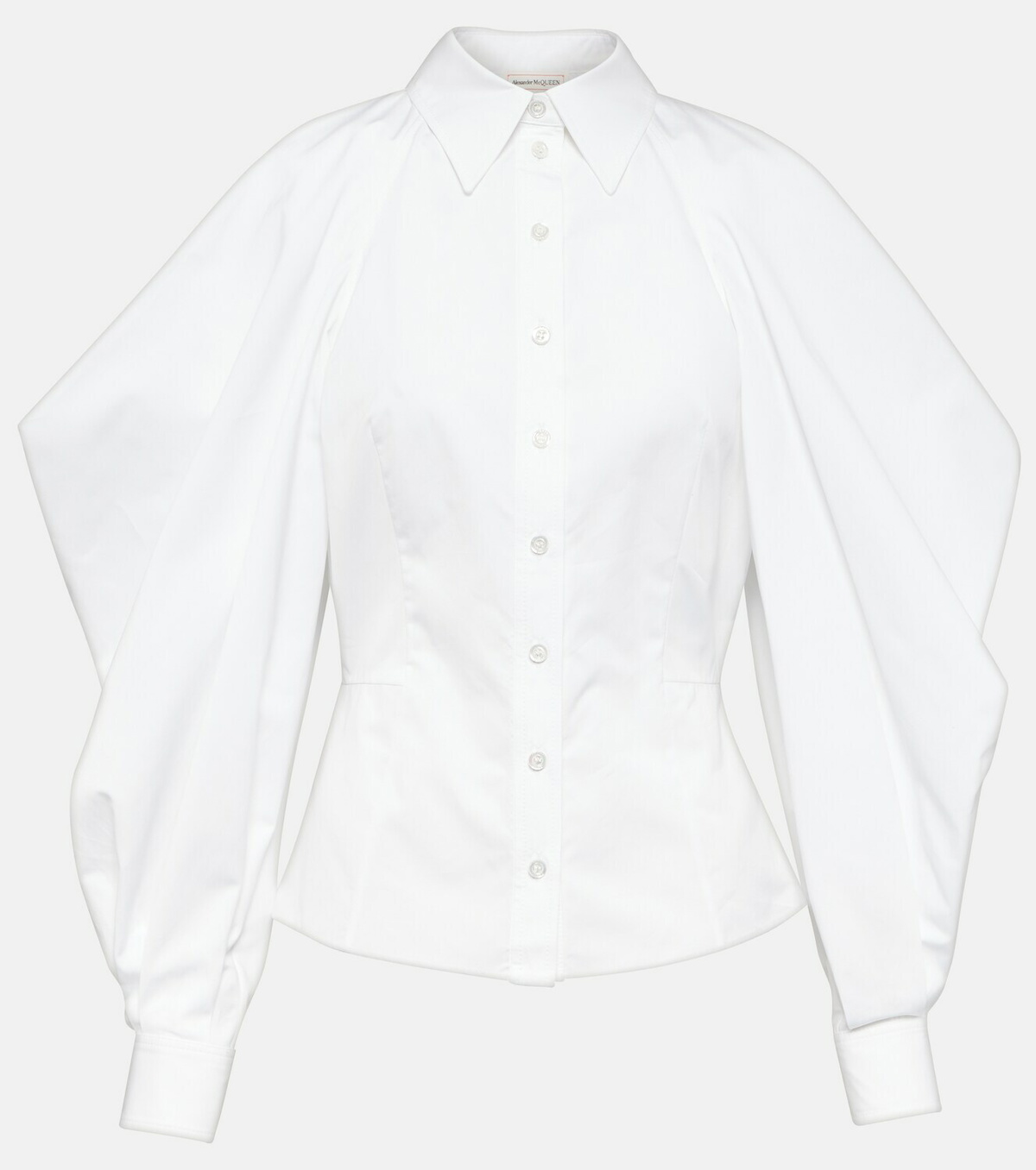 Alexander McQueen Draped cotton poplin shirt