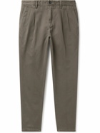 Incotex - Slim-Fit Tapered Pleated Cotton-Twill Chinos - Green