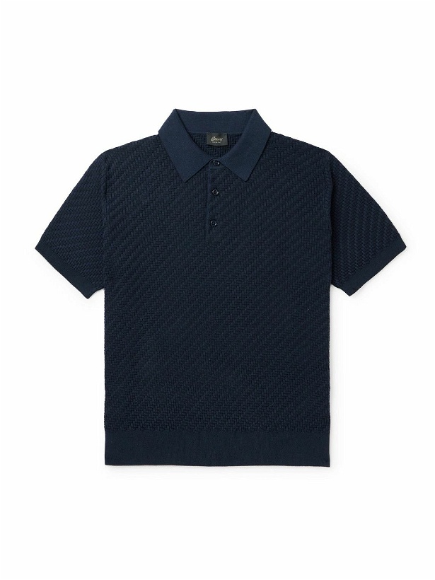 Photo: Brioni - Cotton, Silk and Cashmere-Blend Polo Shirt - Blue
