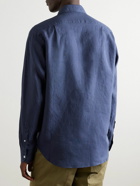 Drake's - Crinkled Linen-Gauze Shirt - Blue