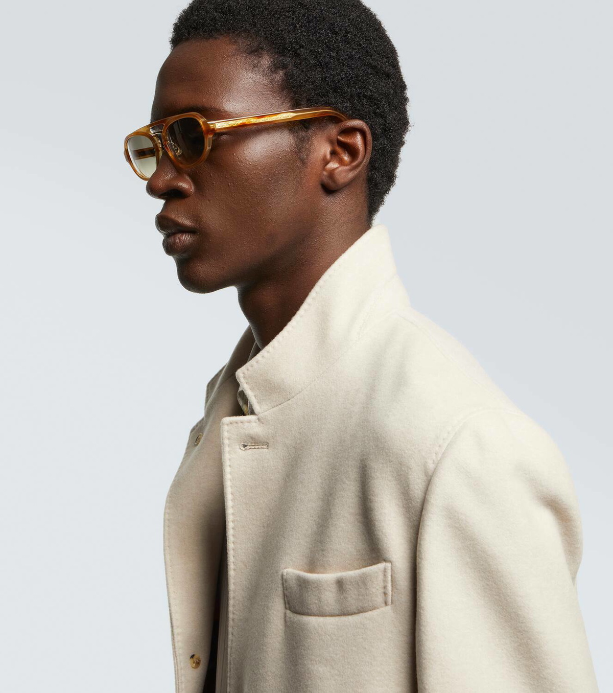 Brunello Cucinelli Tortoiseshell-effect browline sunglasses