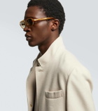 Brunello Cucinelli Tortoiseshell-effect browline sunglasses