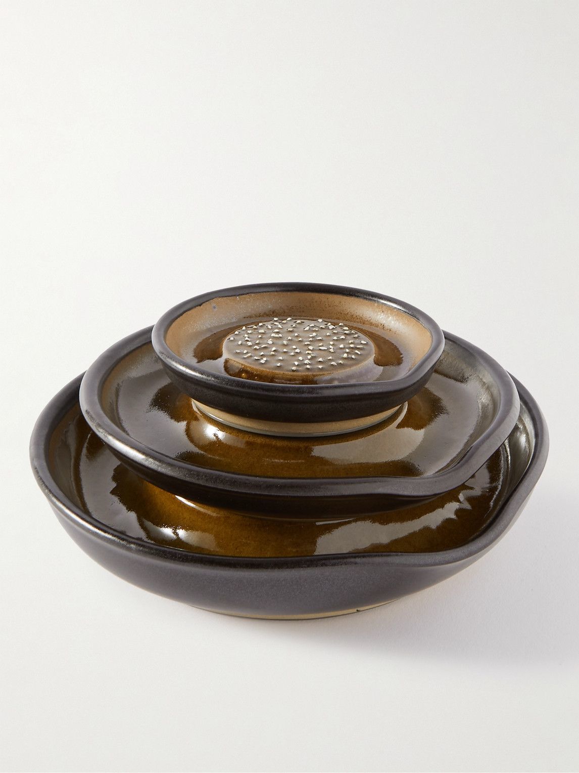 Japan Best Set of Three Glazed Ceramic Grater Set Japan Best