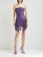 VERSACE - Leather Fringed Mini Dress