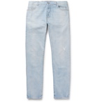 Balmain - Tapered Distressed Denim Jeans - Men - Blue