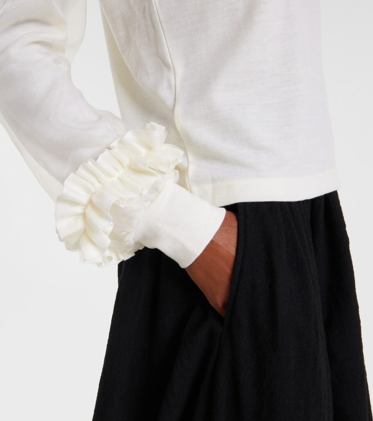 Noir Kei Ninomiya Tulle-trimmed wool sweater