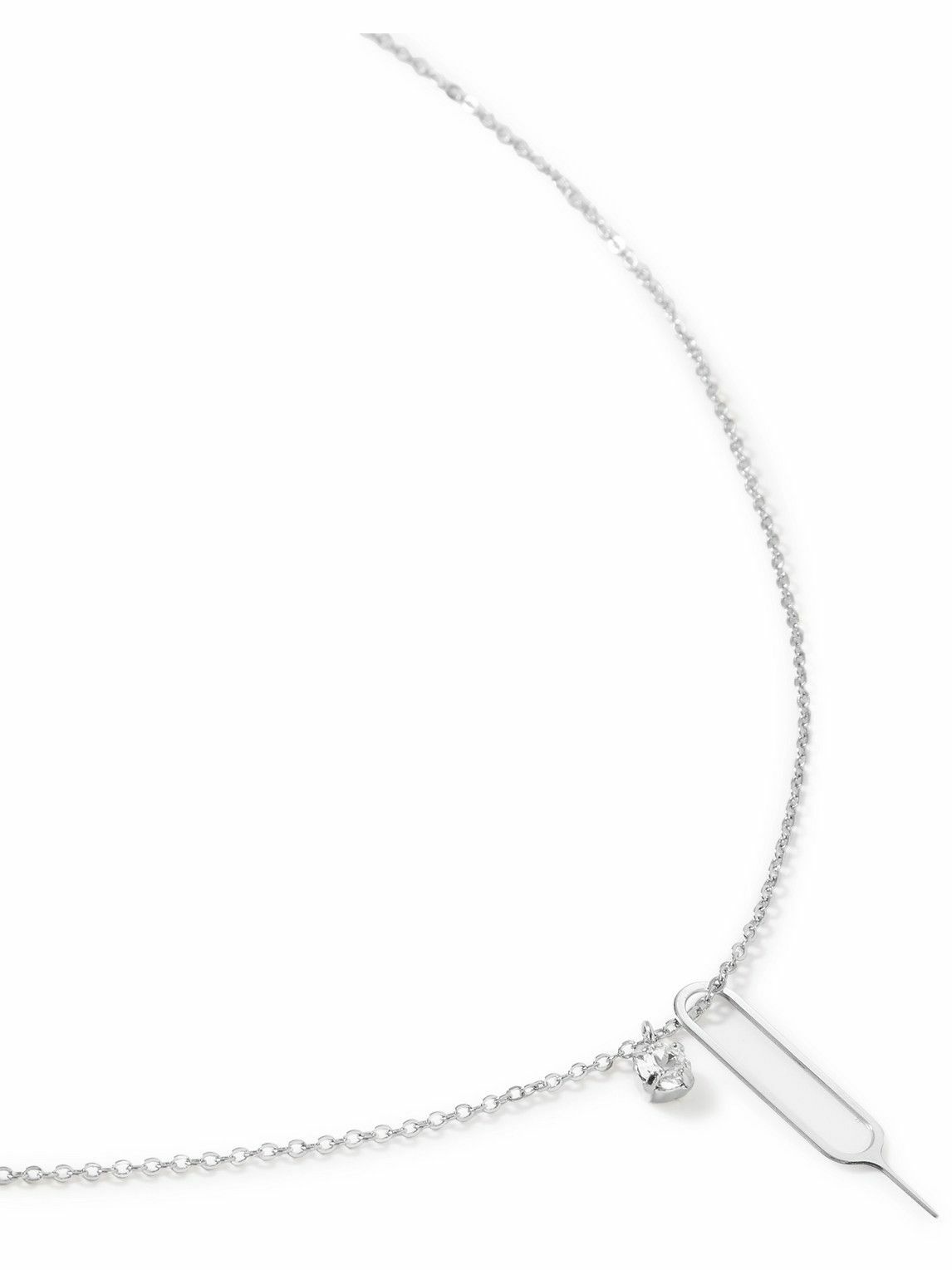 Saint Laurent 2017 Silvertone Razor Blade Necklace with Box at
