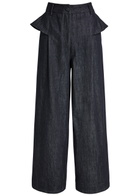 Sister Jane Curio Ruffled Wide-leg Denim Trousers