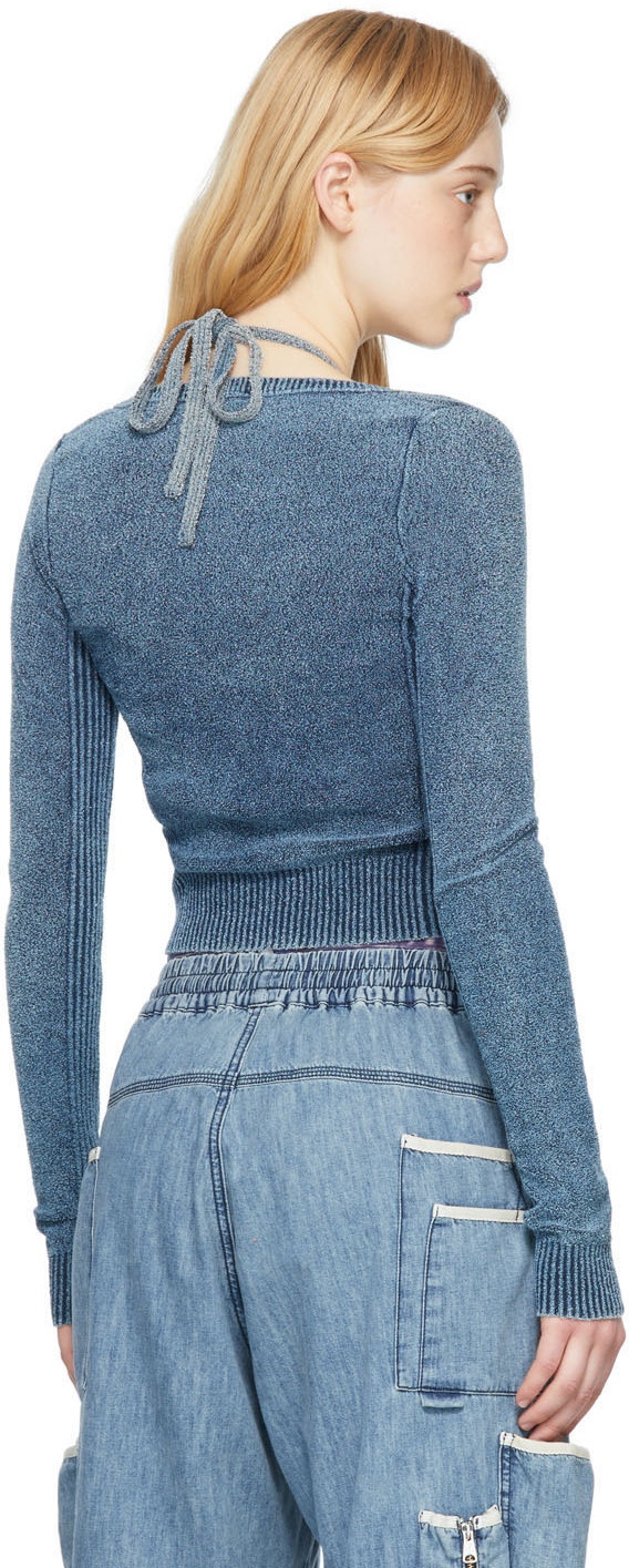 DIESEL Knitted Bra Top And Cardigan Set in Blue
