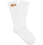 Palm Angels - Embroidered Cotton Socks - White