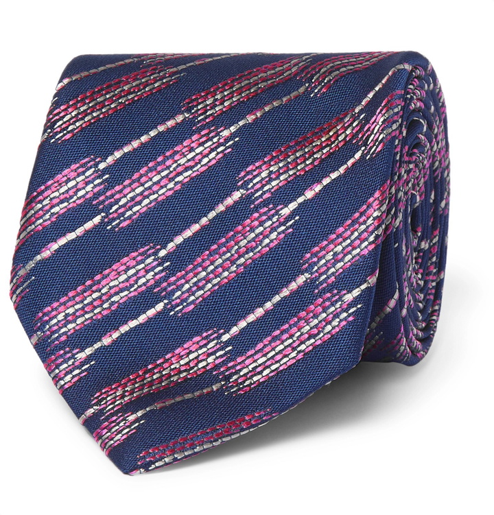 Photo: Charvet - 7.5cm Embroidered Silk Tie - Blue