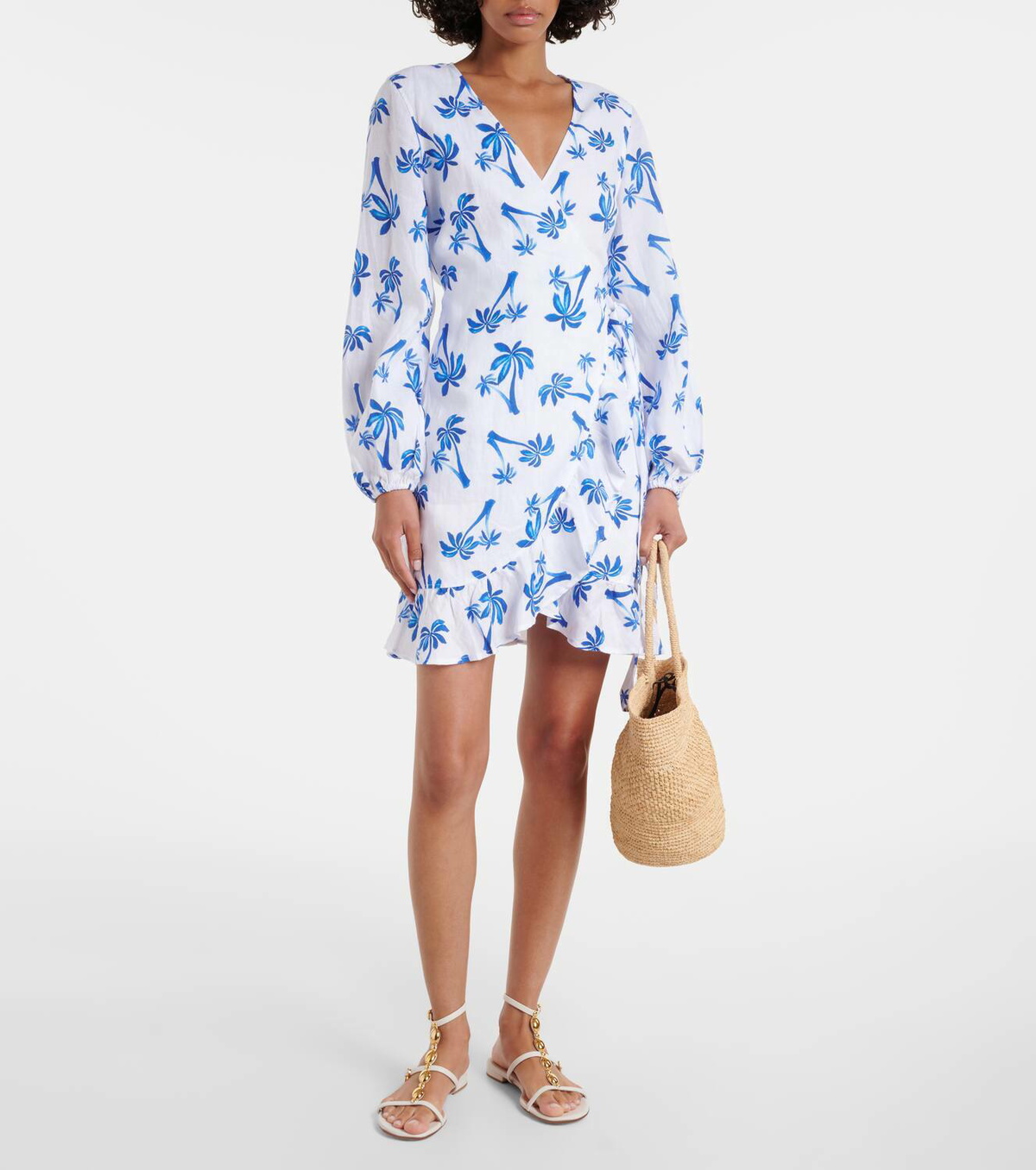 Heidi Klein Palm Beach printed linen wrap dress