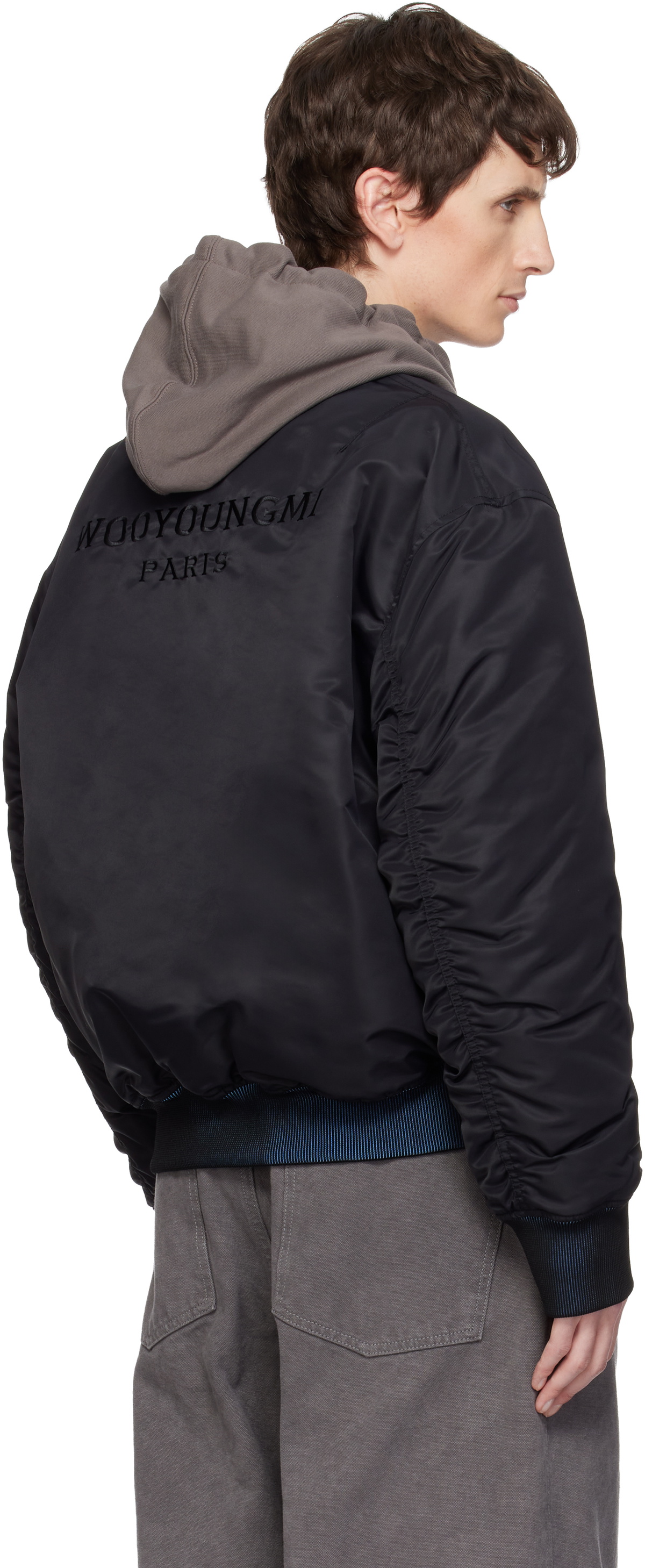 WOOYOUNGMI Black Back Logo MA-1 Bomber Jacket