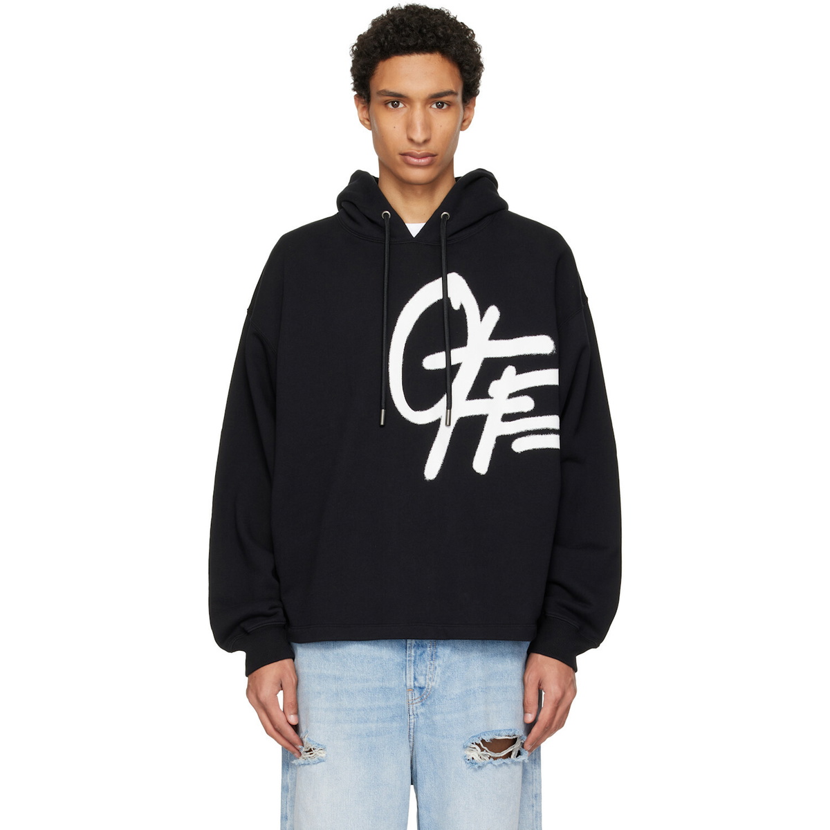 Off-White Black Spray Logo Loose Hoodie