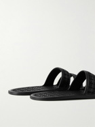 BODE - Leather-Trimmed Woven Raffia Slides - Black