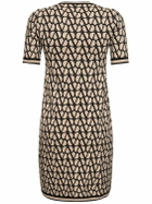 VALENTINO - Wool Knit Logo Short Sleeve Mini Dress