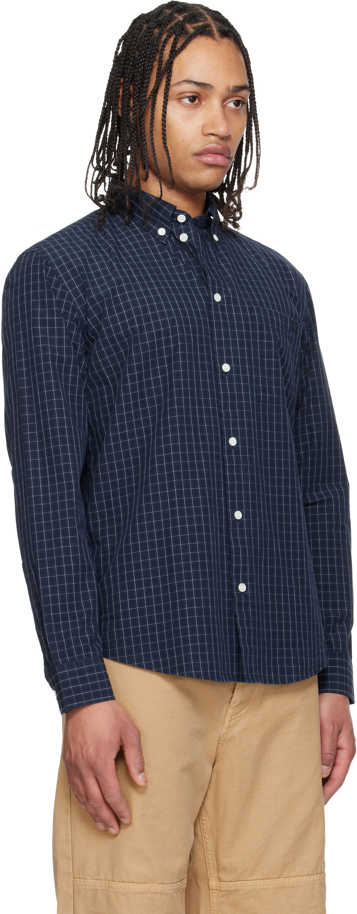 Burberry Navy Roland Check Shirt