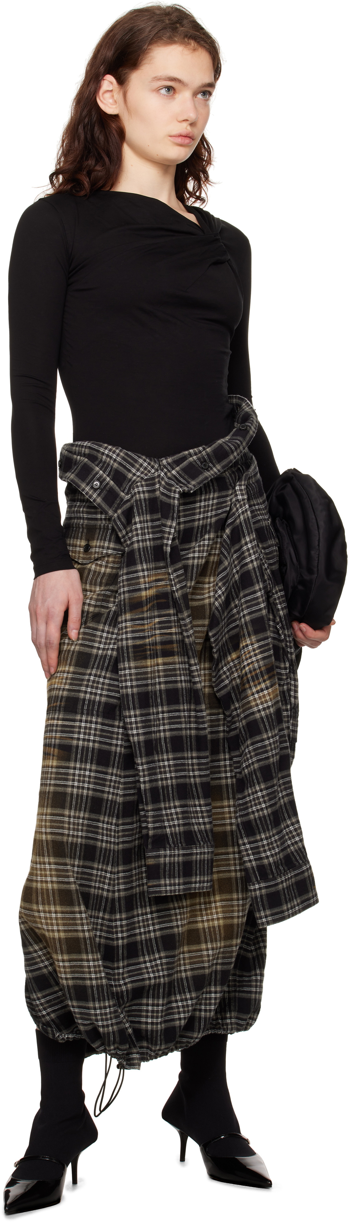 Juun.J Multicolor Sleeve Tie Maxi Skirt
