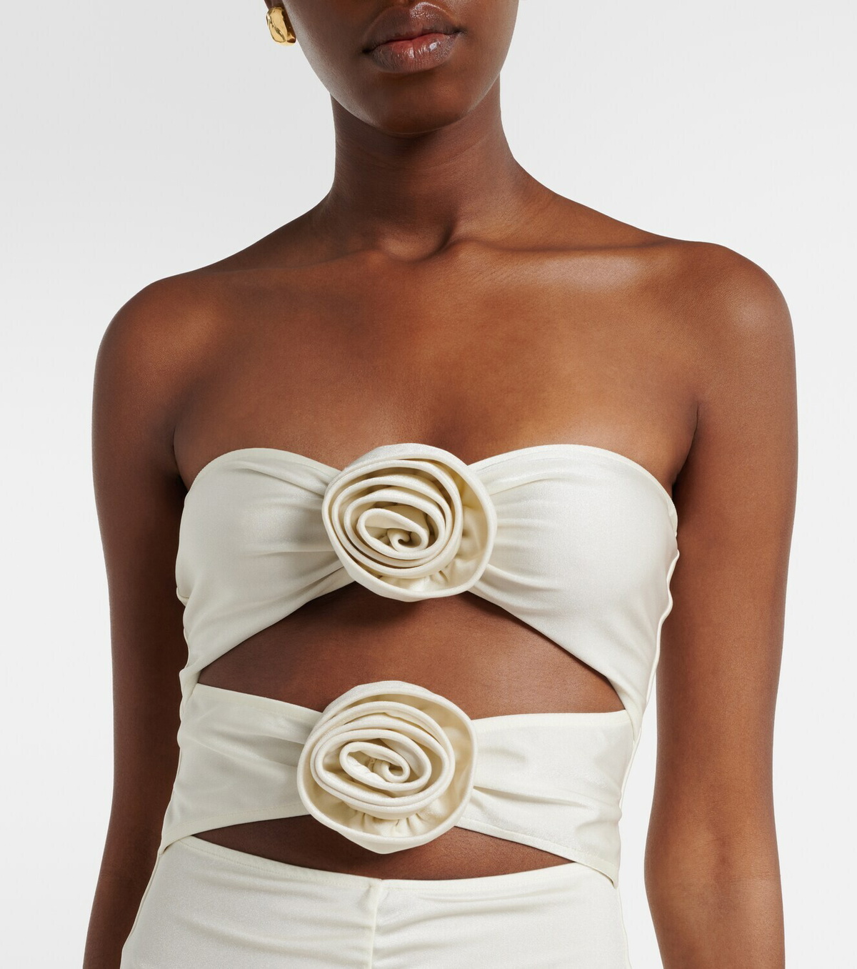 Adriana Degreas Cutout floral-appliqué ruched maxi dress