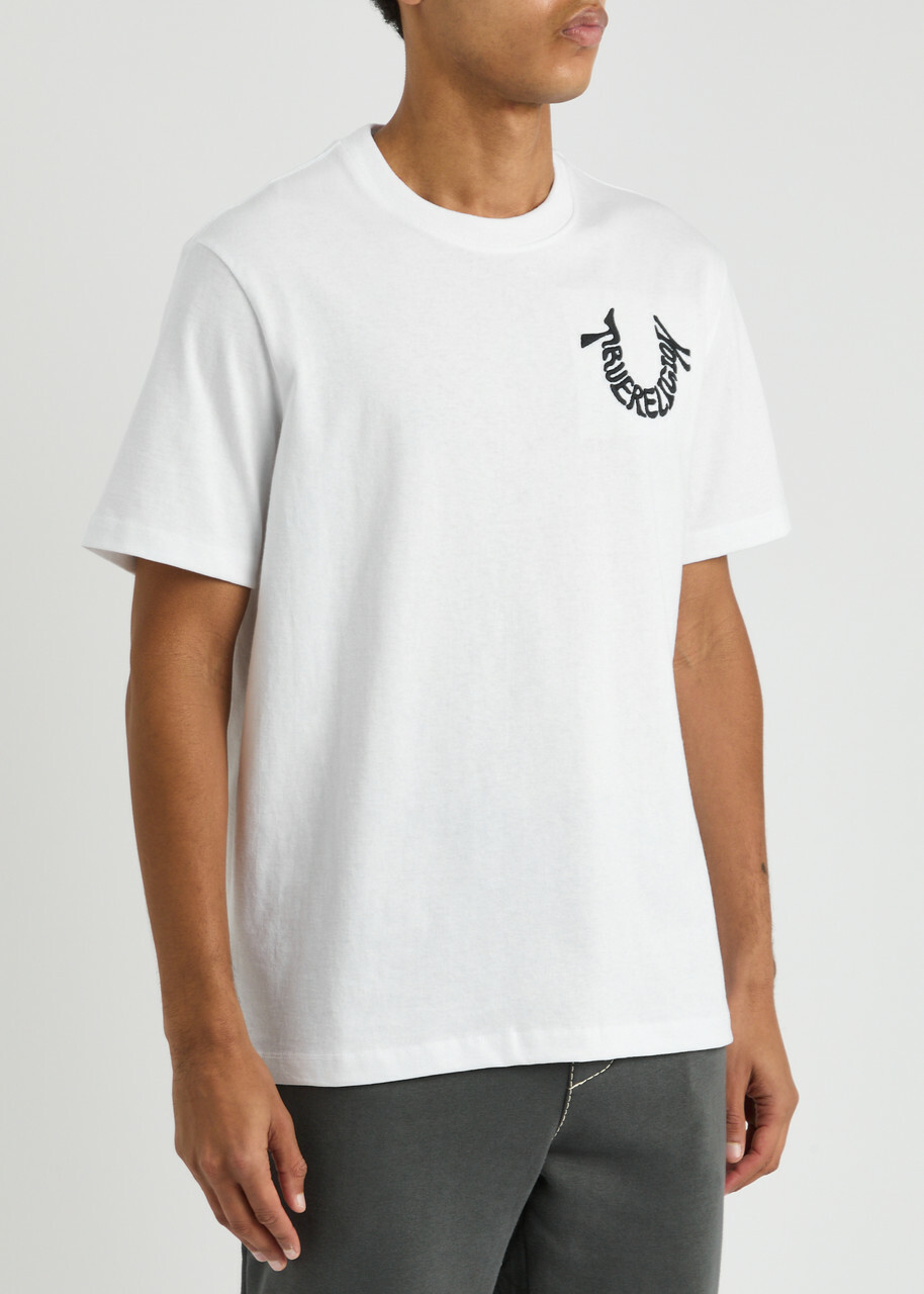 True Religion Warped Logo-embroidered Cotton T-shirt White