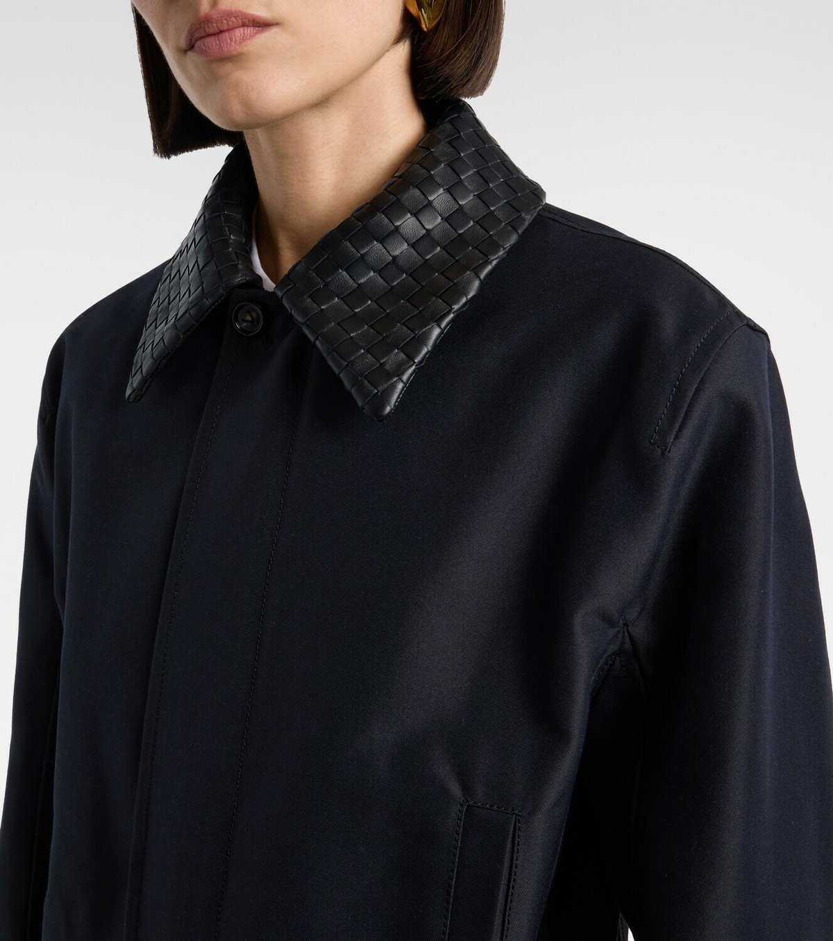 Bottega Veneta Intrecciato leather-trimmed canvas jacket