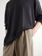 Graphpaper - Striped Wool-Jersey T-Shirt - Black