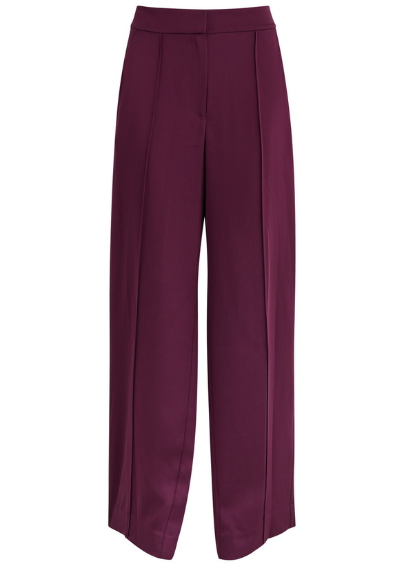 Photo: Simkhai Kyra Wide-leg Satin Trousers Burgundy