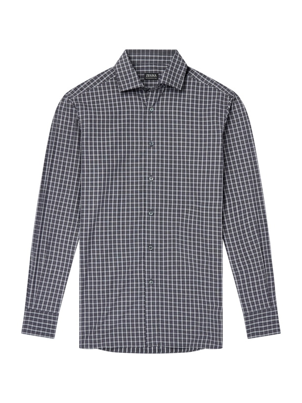 Photo: Zegna - Centoquaranta Checked Cotton-Twill Shirt - Gray
