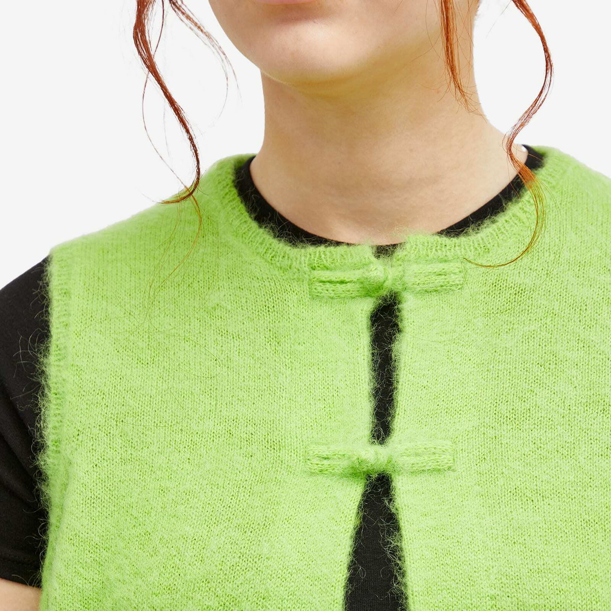 Beams Boy Women's G. Button Vest in Lime.Grn 