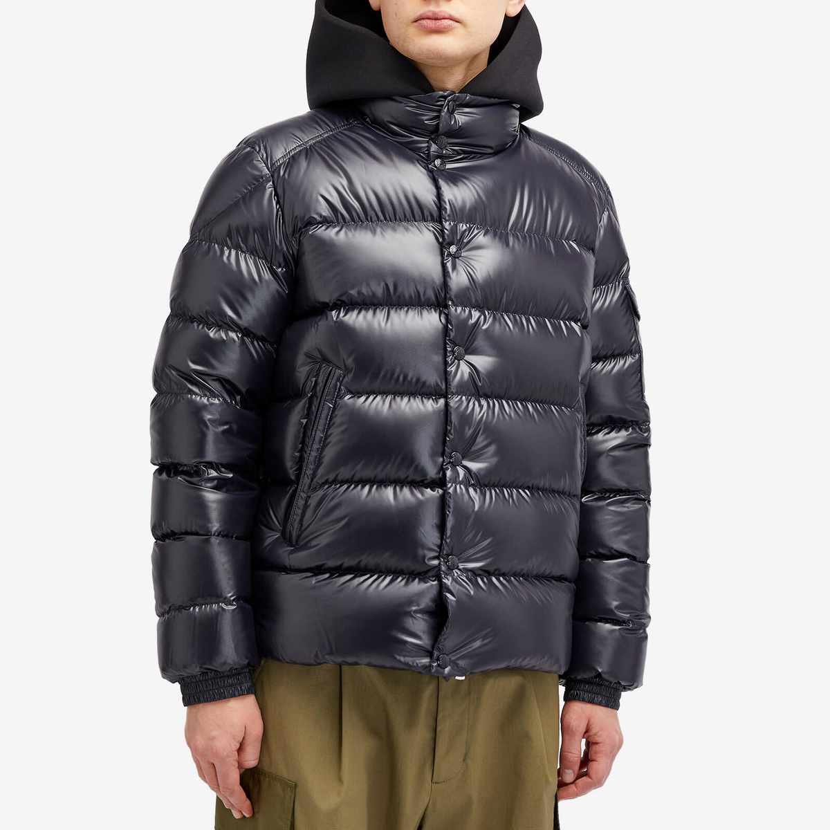 Moncler Men's Lule High Shine Padded Jacket in Navy Moncler