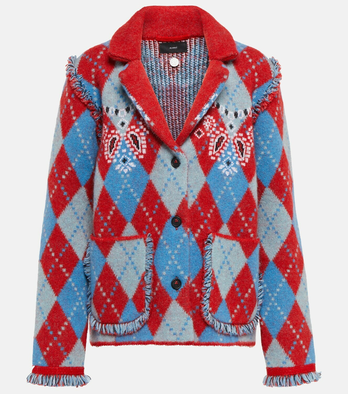 Alanui - Bandana Argyle wool-blend cardigan