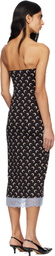 Marine Serre Black Recycled Moon Jersey Bustier Midi Dress