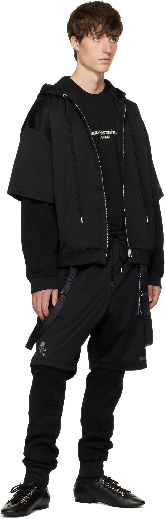 MASTERMIND WORLD Black Layered Zip-Up Hoodie