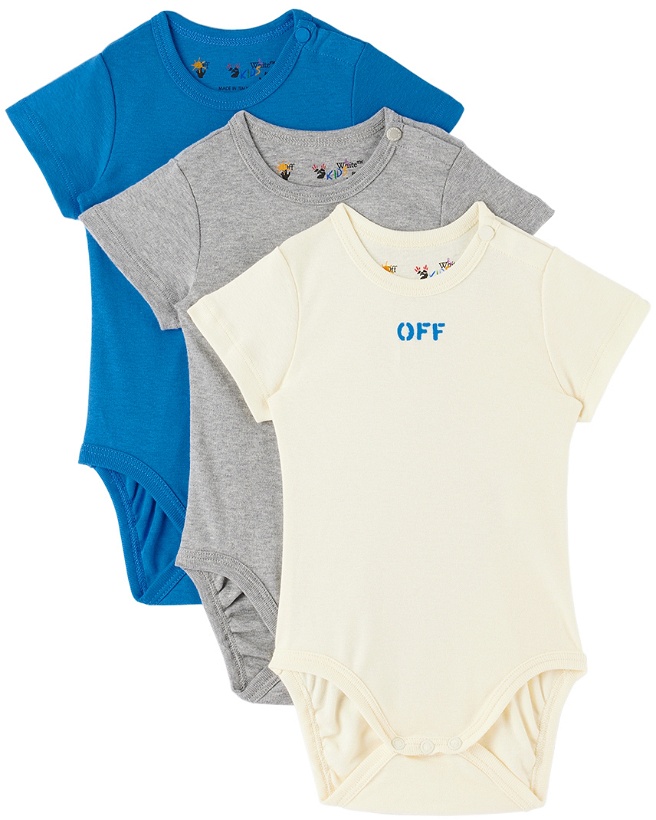 Photo: Off-White Three-Pack Baby Multicolor Bodysuits