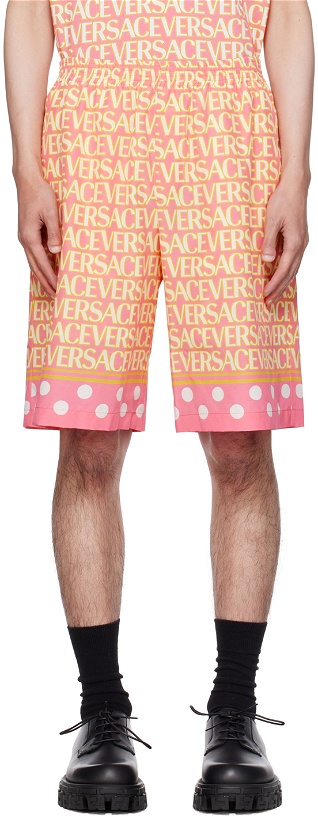 Photo: Versace Pink & Yellow Allover Shorts