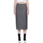 SHUSHU/TONG Gray Straight Fitted Midi Skirt