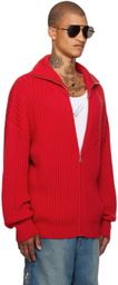 LU'U DAN Red Slacker Rib Sweater