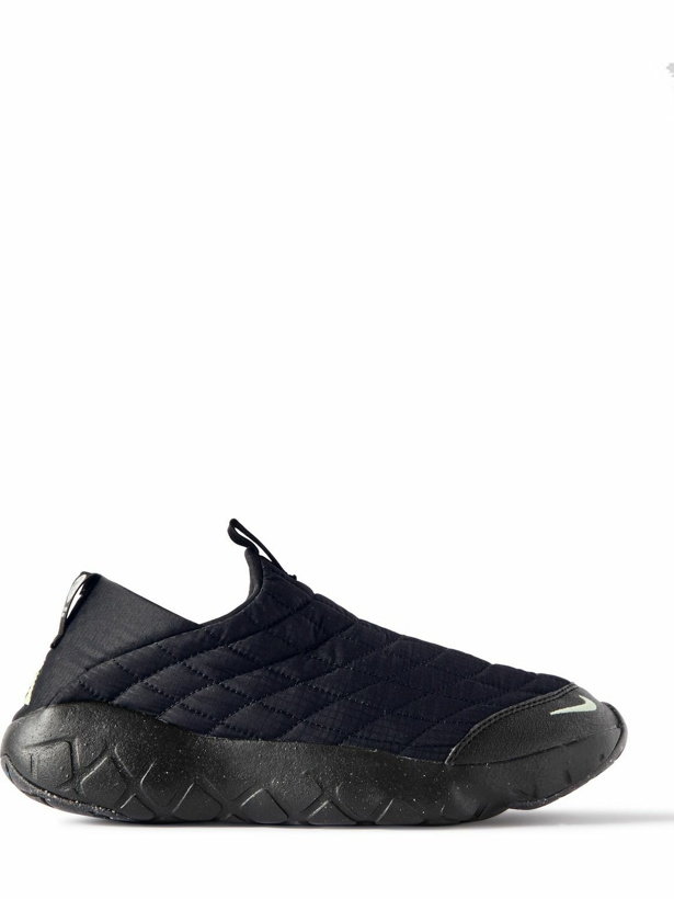 Photo: Nike - ACG Air Moc 3.5 Collapsible-Heel Faux Suede-Trimmed Quilted Ripstop Slip-On Sneakers - Black